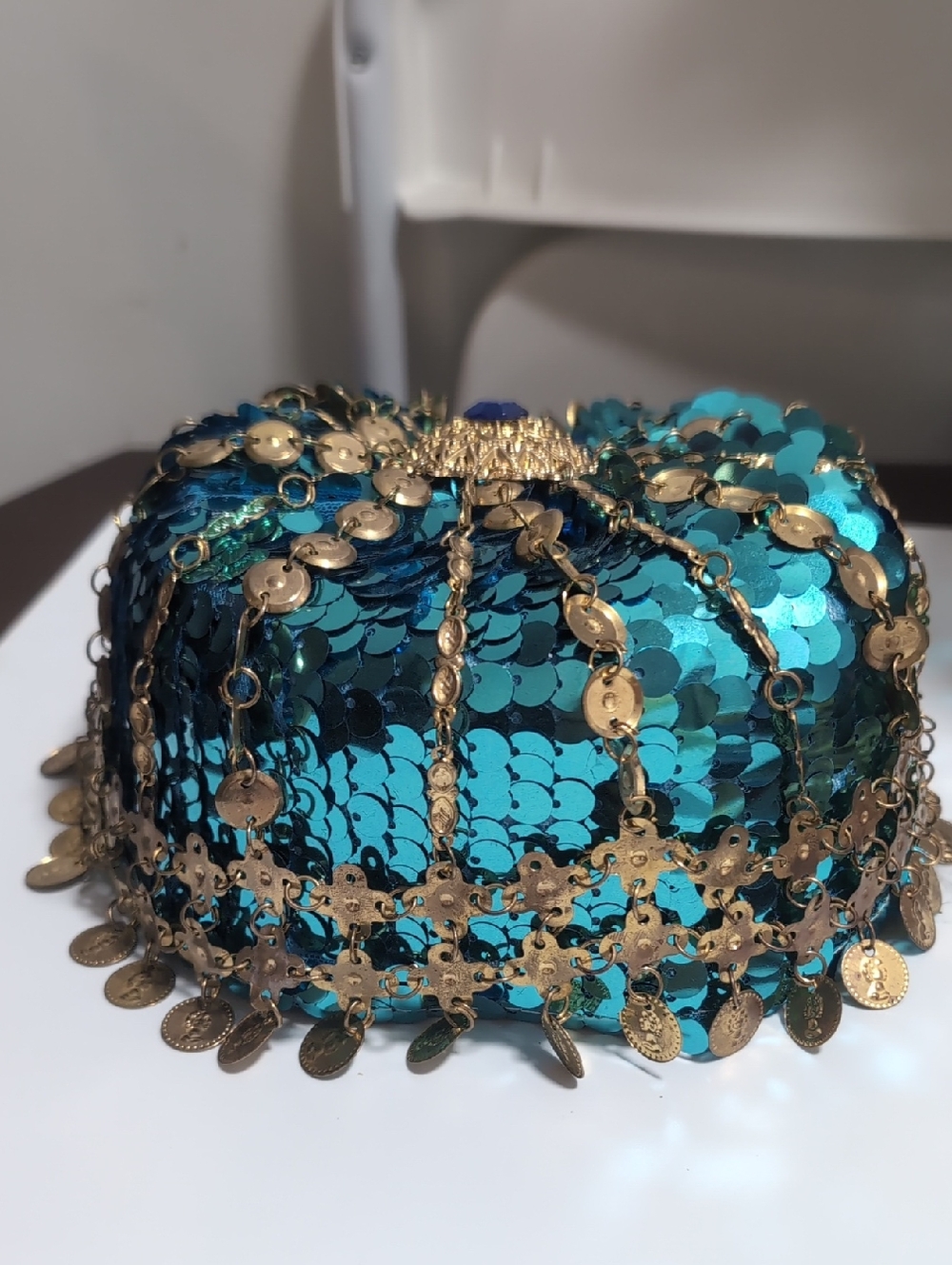 Kurdish Traditional Hat Teal Sequin